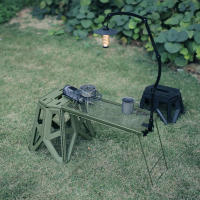 Mesa Plegable Multifuncional Para Exteriores Mesa De Red Plegable Para Camping Y Picnic BBQ Con Soporte De Almacenamiento De Hierro Color Negro Kaki Verde - details 2