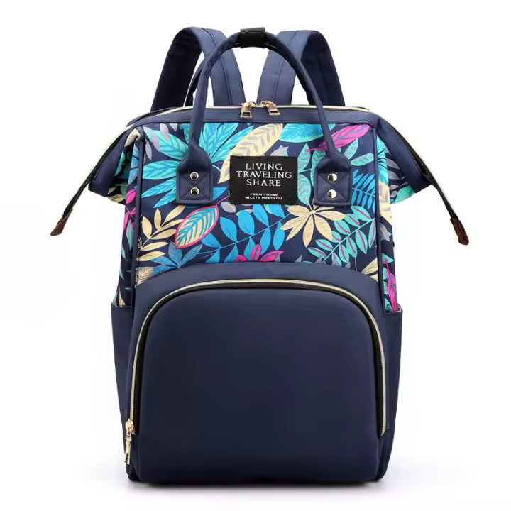 Mochila estampada sencilla y de moda, bolso de mamá, mochila multifuncional de gran capacidad para madre y bebé, bolso para biberón - 1