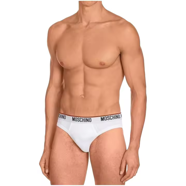 Pack 2 Slips MOSCHINO con Logo y Vivos en Contraste Color Blanco - 1