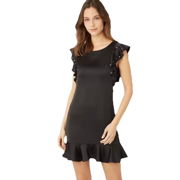 Vestido LA MORENA satinada con detalle de volantes y perlas decorativas - LA-260524 - 1