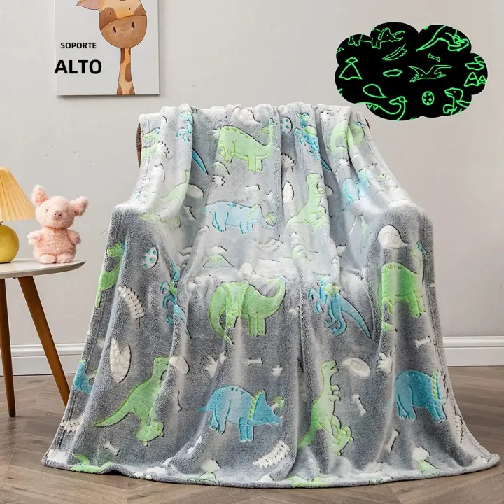 Manta De Dinosaurio Brillante En La Oscuridad Regalo Ideal Para Niños Cumpleaños Navidad San Valentín Pascua Regalos Mejores Juguetes De Peluche De Dinosaurio - 1