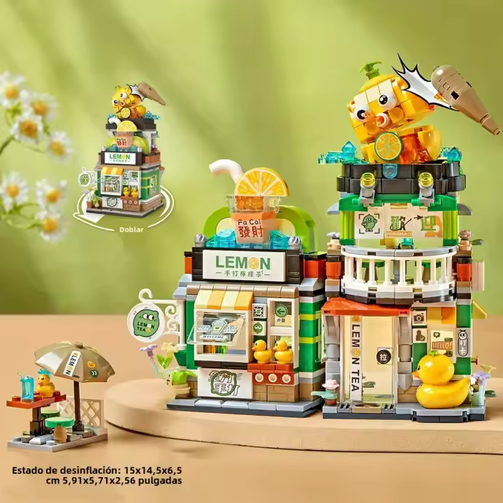Mini Bloques De Construcción Street View Tienda De Té Y Limón Tienda De Almejas Del Río Tienda De Fideos Con Set De Modelos De Bloques De Plástico Para Niños Edad 6-12 Años - 1