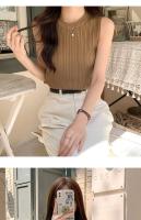 Top De Hombros Descubiertos Para Mujer Verde Tejido Basic Casual O-Neck Sin Mangas Alta Estiramiento Ajuste Slim Para Verano - details 24
