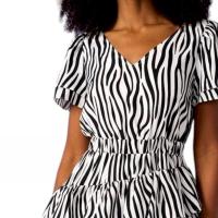 Minueto - Vestido Estampado de Cebra - Manga Corta - Cintura Elástica - details 2