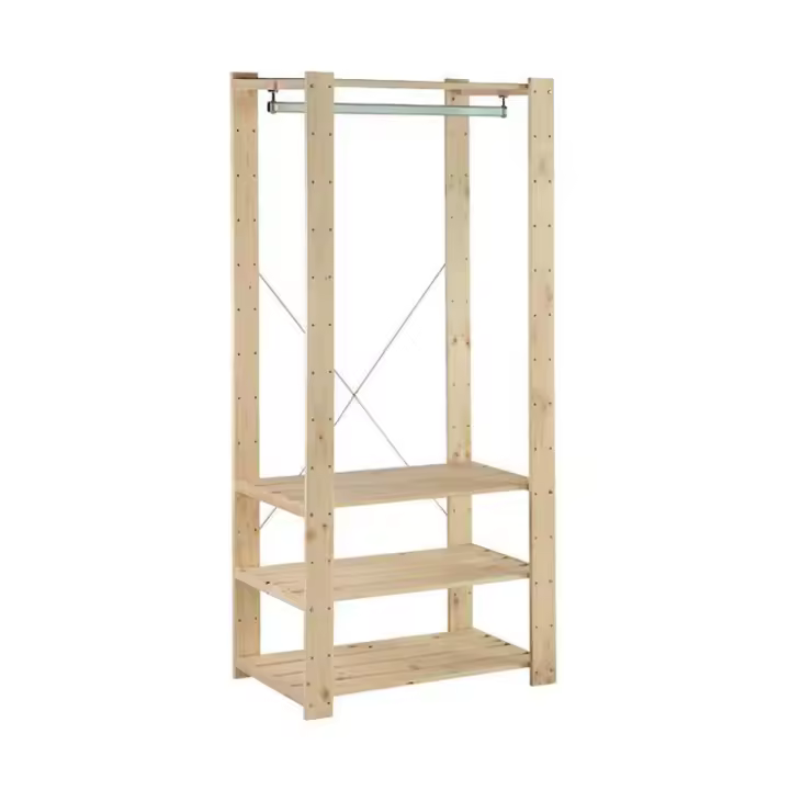 Vestidor Abierto de Pino Macizo con Baldas Regulables + Barra Evolution – ASTIGARRAGA - 1