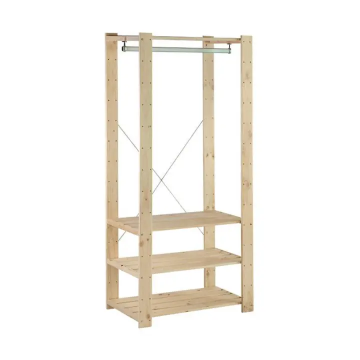 Vestidor Abierto de Pino Macizo con Baldas Regulables + Barra Evolution – ASTIGARRAGA - 1