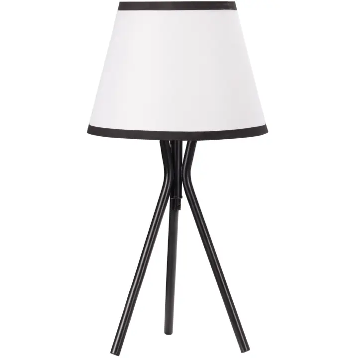 HOMCOM Lámpara de Mesa con Trípode de Metal Lámpara de Escritorio con Pantalla de Tela y Casquillo E27 Máx. 40W Estilo Moderno para Dormitorio Salón Ø25x50 cm Blanco y Negro - 1
