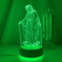 Lámpara De Noche 3D Ilusión De Jesús Cambio De 7 Colores Control Remoto LED Decorativa Cristiana Luz De Oración De Mesa - details 13