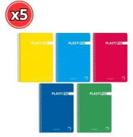 BLOC PLASTIPAC TAMAÑO FOLIO TAPA DE PLASTICO EN ESPIRAL PACK 5 UNIDADES COLOR A ELEGIR – CUADRICULA 2, 3, 4 Y 5 MILIMETROS - details 1