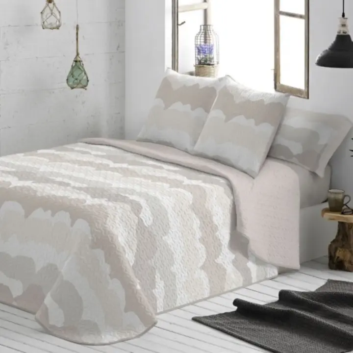 Burrito Blanco - Colcha Bouti Diseño 137 Arena - Verano - Reversible - Cama 90/135/150/180 - 1