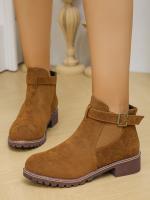 Botas De Mujer De Calidad Superior Con Hebilla 2024 Moda Talla Grande Botines Modernos Punta Redonda Botas Descubiertas Para Venta Caliente Material PU Suela De Goma Tacón Medio Hecho a Mano - details 9