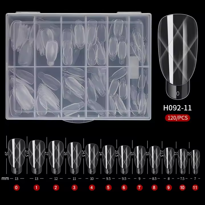 120pcs De Gel De Construcción Polímera Para Uñas Con Formas Duplicadas Extensiones De Uñas UV Falsas De Resina En 12 Tamaños - 1