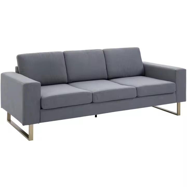 HOMCOM Sofá tapizado Sofá de 3 plazas Sofá de tela Asiento TV Silla Cojín Reposabrazos Lino Gris oscuro 200 x 82 x 78 cm - 1