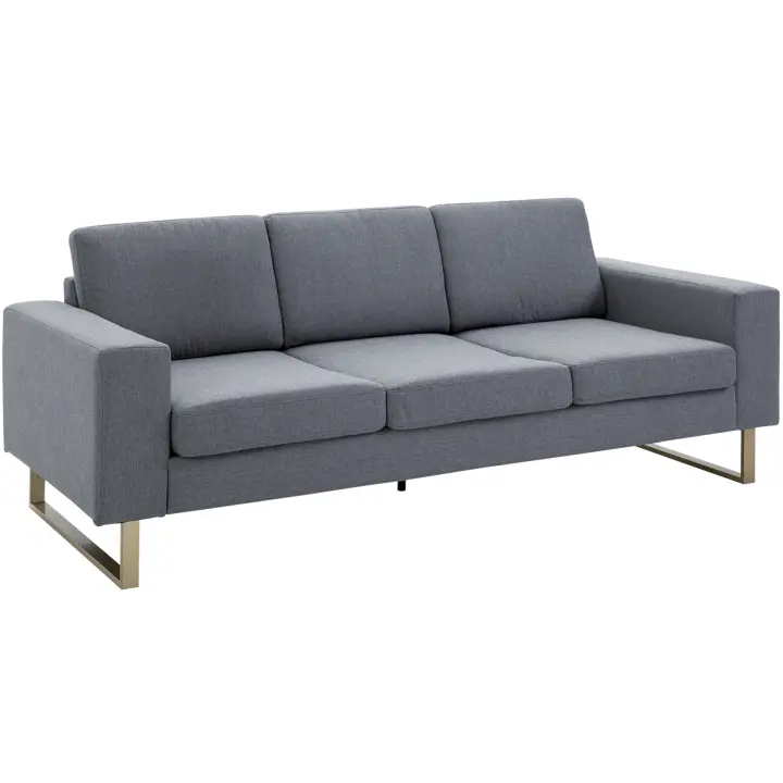 HOMCOM Sofá tapizado Sofá de 3 plazas Sofá de tela Asiento TV Silla Cojín Reposabrazos Lino Gris oscuro 200 x 82 x 78 cm - 1