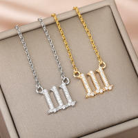 Collar De Suerte Con Números Ángeles Para Mujeres 111222 333 444 555 777 888 999 Cuello De Zirconia Acero Inoxidable Pendiente De Moda - details 0