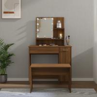 vidaXL Juego de tocador con LED madera contrachapada en color Gris sonoma/Negro/Gris hormigón y más - details 9