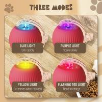 2 piezas 360 ° Smart Automat Rolling Pet Ball, movimiento irregular recargable para gatos y perros, Rojo - details 1
