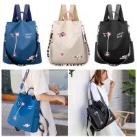 Mochila De Oxford Impermeable Para Mujer Estilo Casual Con Bordado Gran Capacidad Para Viaje Y Compras Color Negro Rosa Azul - details 3