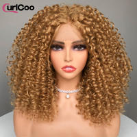 Pelucas Sintéticas De Encaje Frontal CurlyCoo Para Mujeres Negras Cortas Enredadas Bob Ombre Onda Natural Peluca De Cosplay - details 15
