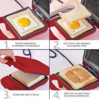 Sandwicherera eléctrica de calefacción de doble cara, sandwichera de 600 W, sandwichera de parrilla de calefacción multifunción con placas antiadherentes, máquina de sándwich de queso a la parrilla （21.5*15.3*10.5cm） - details 3