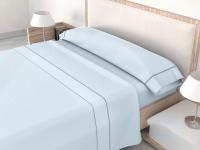 Mercatienda.es Sábanas de Hostelería para cama verano 3 Piezas Lisa Celeste con Jaretón ROOMERS – 50% Algodón y 50% Poliéster - details 1