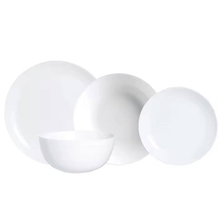 Luminarc Vajilla Vidrio Opal Blanco 19 Piezas Lavavajillas y Microondas - 1