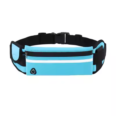 Cinturón de correr con soporte para teléfono | Bolsa de cintura para correr para teléfono, auriculares y botella de agua | Cinturón de correr impermeable unisex (azul cielo) - 1