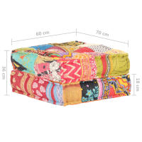 vidaXL Puf patchwork de tela 60x70x36 cm Cojín Decorativo de Asiento Cojines de muebles de salon - details 7