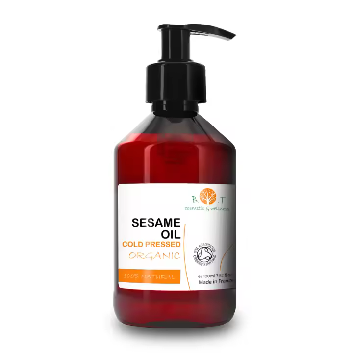 Aceite de Sésamo Orgánico Prensado en Frío, Uso Cosmético, Masajes Ayurvédicos, Desmaquillante Natural, Tratamiento Capilar, DIY, Neutro - B.O.T cosmetic & wellness - 1