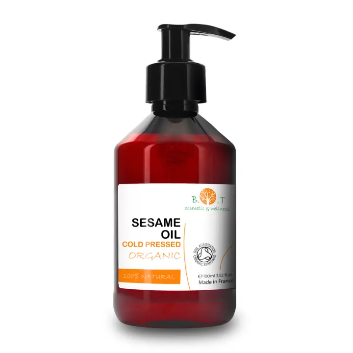 Aceite de Sésamo Orgánico Prensado en Frío, Uso Cosmético, Masajes Ayurvédicos, Desmaquillante Natural, Tratamiento Capilar, DIY, Neutro - B.O.T cosmetic & wellness - 1
