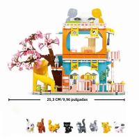 Hotel Para Gatos De La Ciudad Con Jardín Y Villa Sakura Bloques De Construcción A-Frame Para Niñas Casa De Animales Regalos Para Niños - details 3
