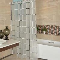 Cortina De Ducha De Baño Impermeable PEVA Moderna Con Patrón Geométrico Y Cuadros Estilo Rústico Decoración Familiar Translúcida - details 4