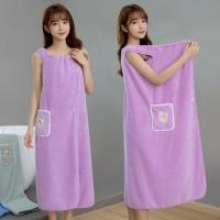 Extra-Long Coral Fleece Bath Towel with Daisy Pocket - Super Absorbent, Machine Washable, Soft & Durable for Bathroom Use - details 2