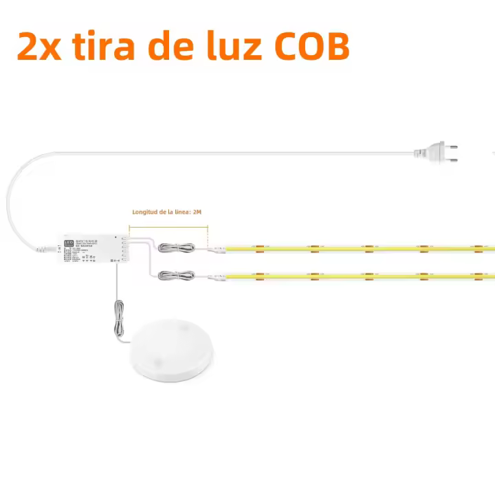 Tira De Luz LED COB 1-6pcs Para Armario Bajo Gabinete Colección Exposición Sensor De Movimiento Luces De Madera Con Dimmer Táctil Y Luz De Librería - 1