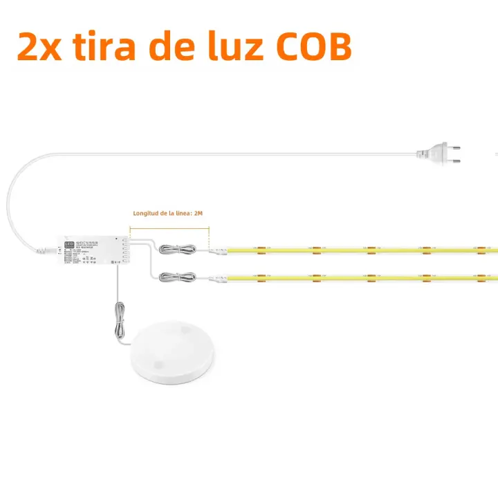 Tira De Luz LED COB 1-6pcs Para Armario Bajo Gabinete Colección Exposición Sensor De Movimiento Luces De Madera Con Dimmer Táctil Y Luz De Librería - 1