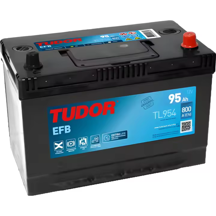 Tudor TL954 EFB Batería de Coche 95Ah 800A - Alta Potencia - Apta para coches con sistema Start-Stop - 1