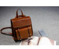 Mochila De Cuero Genuino Para Mujer Bolsa De Viaje Con Portátil Capacidad De 20-35 Litros Estilo Preppy Saco De Hombro - details 12