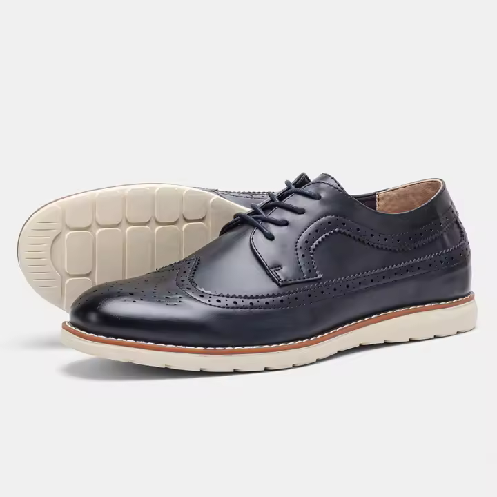 Zapatos Brogue Para Hombre 7-12 Comodidad Moda Lujo Casual Marca 2023 #Kd529 Suela De Goma Cuero Artificial Con Banda Elástica - 1