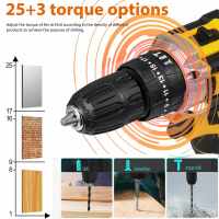Cordless Drill Electric Screwdriver 3/8" Keyless Chuck 2 Speeds 25 3 Clutch Drill 45Nm Power Tools For Dewalt 20V Battery - details 1