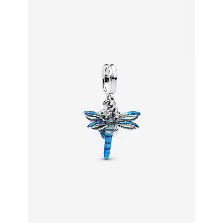 Pandora - Charm Doble Colgante de Libélula Azul "Peringuir El Sueño"-Plata de Ley - 1