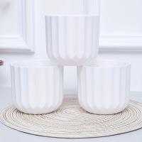 3PCS Maceta Redonda Vertical Estripada De 10.5x9.5CM Para Habitación Sala De Estar Balcon Hotel Frontal Textura Blanca Transparente - details 1