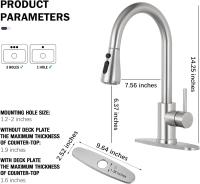 Grifo de fregadero de Cocina Con rociador desmontable, de una sola Manija con diseño de Arco Alta, de Maple inoxidable, Con rociador extraible, Níquel cepillado - details 4