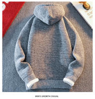 Chaqueta De Punto Para Hombre Con Capucha Cálida Y Acolchada Estilo Casual Para Otoño E InviernoAbrigo De Poliéster Con Cierre De Cremallera - details 8