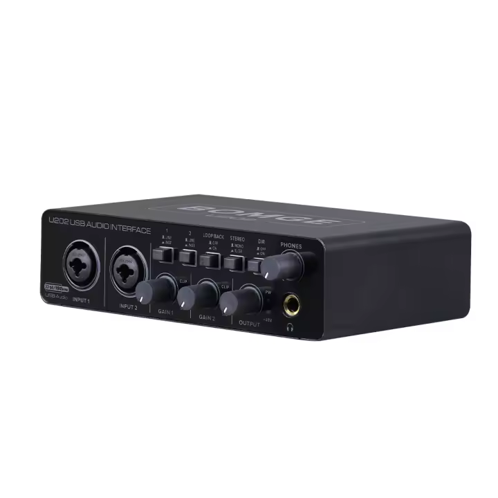 BOMGE U202 Interface De Audio USB Con Preamplificador De Micrófono Puertos XLR/TSR/TS 48V Resolución 32-Bit/192kHz Para Grabación Y Streaming En Computadora - 1