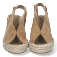 PuntoSalao Sandalias de cuña en yute mujer con pala abierta cordones taupe - details 1