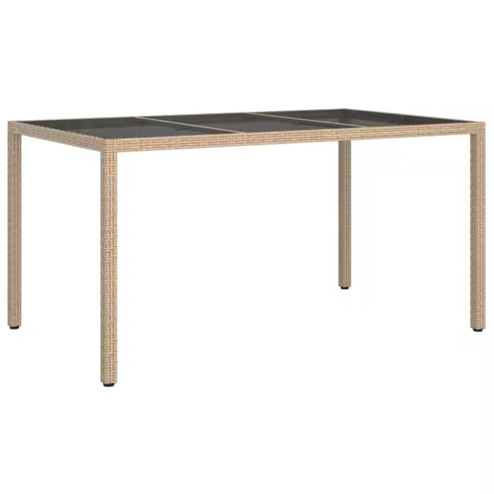 Mesa Jardín Vidrio Templado sintético 150x90x75 cm beige - 1