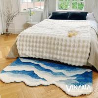 VIKAMA Alfombra De Lado Para Dormitorio Estilo Oceánico Con Ondas Suave Y Cálida Para Niñas Fácil De Limpia Antideslizante Y Resistente Al Desvanecimiento - details 10