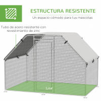 PawHut Gallinero de Exterior Jaula con Cerradura para Aves de Corral de Metal Galvanizado y Cubierta Oxford - details 7