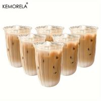 4/6PCS Vaso De Cocktail Transparente Con Rayas Verticales Para Café Latte Jugo Agua Whiskey Vidrio Ecológico Para El Hogar - details 0