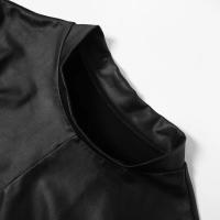 Bodysuit Sexy PU Para Mujer Color Negro Top Rave Outfit Con Manga Corta Hollow out Un-Piece Lencería Feminina Slim Fit Rayón - details 11